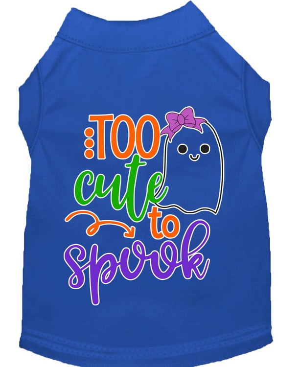 Too Cute to Spook-Girly Ghost Screen Print Dog Shirt Blue Med